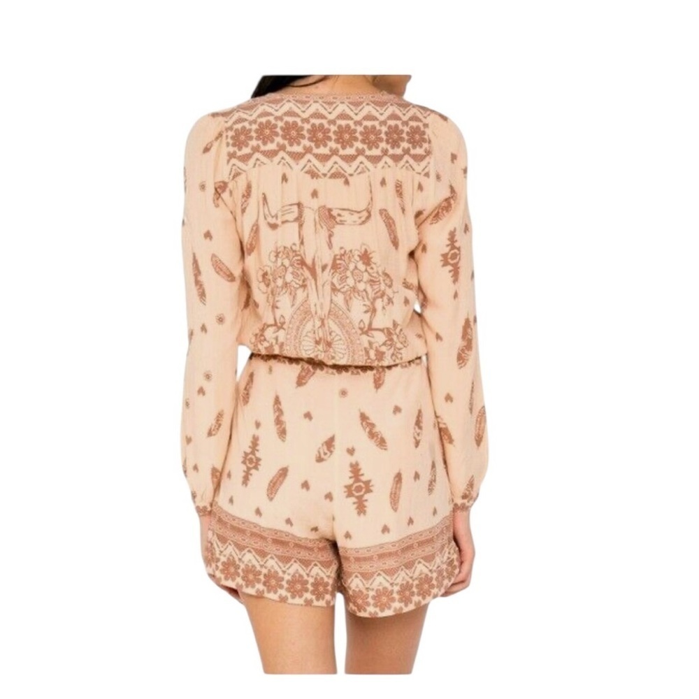 Spell & the Gypsy Bohemian Feather Skull Print Romper - Picture 3 of 9